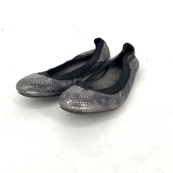 Stuart Weitzman Faux Snakeskin Silver Metallic Ballet Flats Women's Size 8.5 - Picture 8 of 8